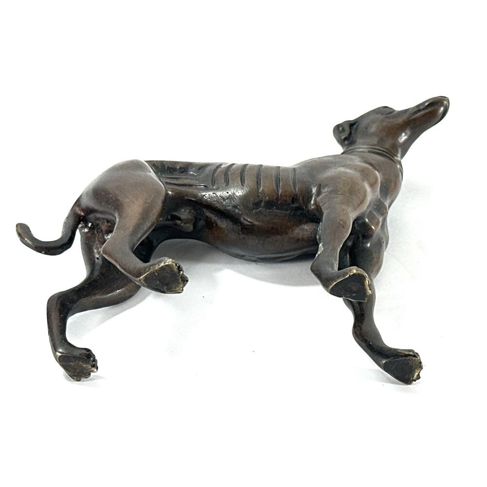 Vintage Bronze Greyhound Whippet Dog Figurine Statue Sighthound 7” Sculpture - Picture 8 of 8